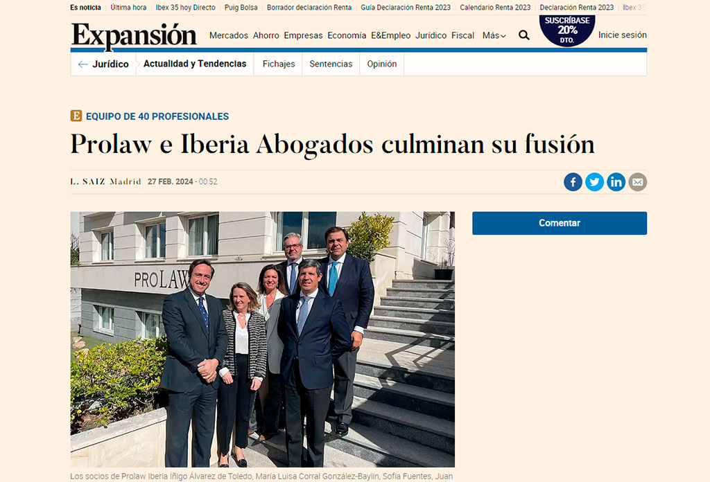 Prolaw e Iberia Abogados culminan su fusión